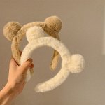 Пушистый ободок с ушками для косметических процедур (цвет микс)