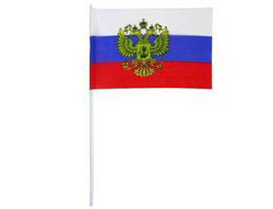 Флаг Россия 10*15 см с гербом (компл.=10 шт)