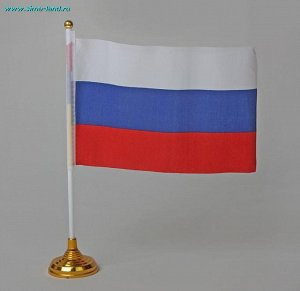 Флаг Россия 14*21 см со штоком на подставке ткань, пластик (компл.=50 шт)
