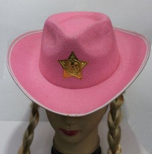 Шляпа Шерифа розовая с золотой звездой 15,5х19 см