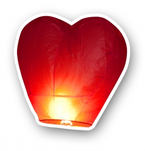 Небесный фонарик Сердце малое красное (h=92 d=36)