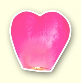 Небесный фонарик Сердце малое розовое (h=92 d=36)