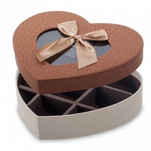 Коробка для цветов и конфет Сердце 17.5x14x4см микс
