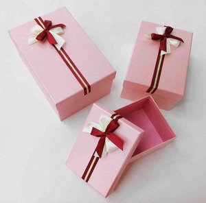 Набор коробок 3в1 прямоугольник Стильный подарок Розовый 15х11х7,5 18х13х9 22х15х10,5 см