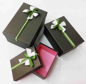 Набор коробок 3в1 прямоугольник Стильный подарок Шоколадный 15х11х7,5 18х13х9 22х15х10,5 см