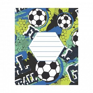 Тетрадь 12 листов в клетку "Футбол", обложка мелованная бумага, ВД-лак, блок офсет, МИКС