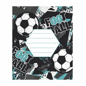 Тетрадь 12 листов в косую линию "Футбол", обложка мелованный картон, ВД-лак, блок офсет, МИКС