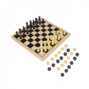Игра настольная "Шахматы и шашки лакированные, деревянные" (290*145*40 мм)