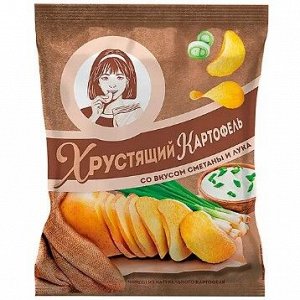 «Хрустящий картофель», чипсы со вкусом сметаны и лука, произведены из свежего картофеля, 40 г