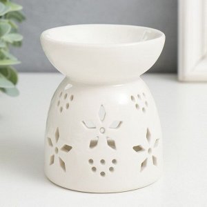 Аромалампа керамика с подставкой под свечу "Кружево цветочное" белый МИКС 8х6,5х6