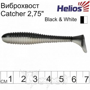 Виброхвост Catcher 2,75"/7 см Black & White 7шт. (HS-1-023) Helios