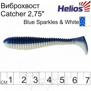 Виброхвост Catcher 2,75"/7 см Blue Sparkles & White 7шт. (HS-1-026) Helios