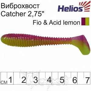 Виброхвост Catcher 2,75"/7 см Fio & Acid lemon 7шт. (HS-1-027) Helios