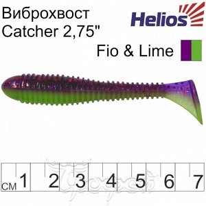 Виброхвост Catcher 2,75"/7 см Fio & Lime 7шт. (HS-1-014) Helios