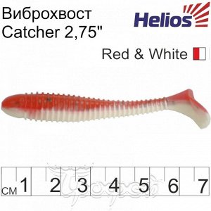 Виброхвост Catcher 2,75"/7 см Red & White 7шт. (HS-1-003) Helios