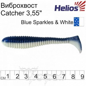 Виброхвост Catcher 3,55"/9 см Blue Sparkles & White 5шт. (HS-2-026) Helios