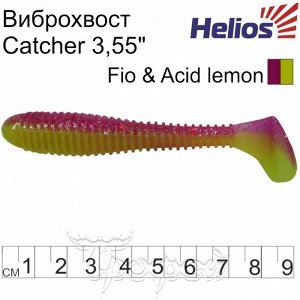 Виброхвост Catcher 3,55"/9 см Fio & Acid lemon 5шт. (HS-2-027) Helios