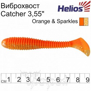 Виброхвост Catcher 3,55"/9 см Orange & Sparkles 5шт. (HS-2-022) Helios