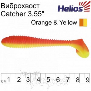 Виброхвост Catcher 3,55"/9 см Orange & Yellow 5шт. (HS-2-015) Helios