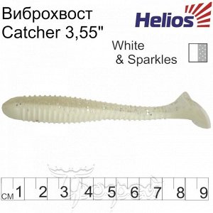 Виброхвост Catcher 3,55"/9 см White & Sparkles 5шт. (HS-2-002) Helios