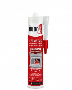 Kudo, Герметик силикатный для каминов и печей 1200С красно-коричневый 280мл, Кудо