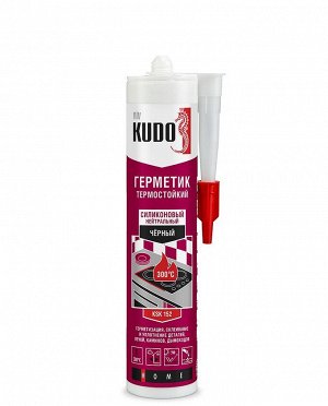 Kudo, Герметик силиконовый нейтральный термостойкий черный 280мл, Кудо