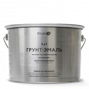 Elcon, Грунт-эмаль по ржавчине 3 в 1 матовое покрытие серый 2 кг, Элкон