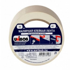 Unibob, Лента клейкая малярная белая 38 мм х 40 м, Унибоб
