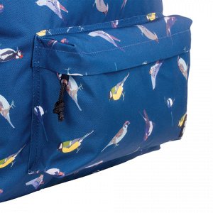 Рюкзак BRAUBERG, универсальный, сити-формат, синий, Птицы, 2