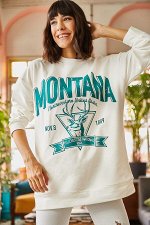 Женская толстовка оверсайз с принтом Montana цвета экрю SWT-19000431