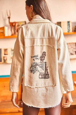 Женская куртка из хлопкового габардина с каменным карманом и принтом для девочек CKT-19000329