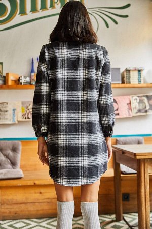 Женское черное полосатое клетчатое платье-туника Lumberjack из плотной клетчатой ткани ELB-19000836