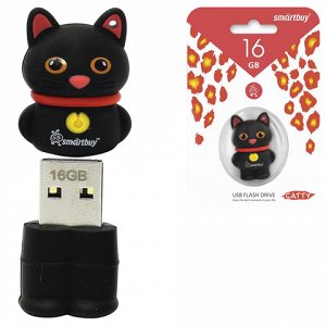 Флэш-диск сувенирный 16GB SMARTBUY Wild Котенок USB 2.0, чер