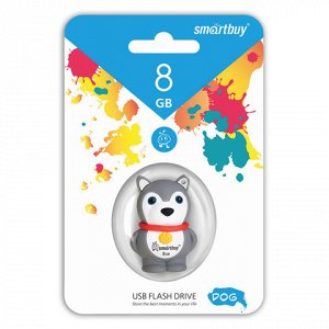 Флэш-диск сувенирный 16GB SMARTBUY Wild Собачка USB 2.0, сер