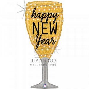 Фольгированный шар "Бокал шампанского Happy New Year"