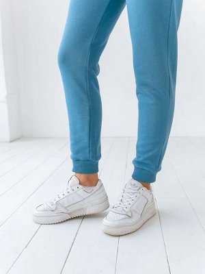 Брюки женские Blue mist из плотного футера морского синего цвета