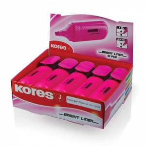 Текстмаркер KORES скошенный наконечник 1-5мм, розовый, карт.