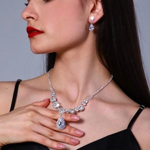 Комплект ожерелье и серьги с цирконом, 54165,арт. 017.041