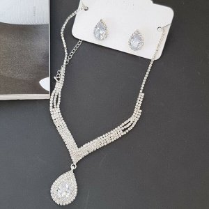 Комплект ожерелье и серьги с цирконом, 54165,арт. 017.042