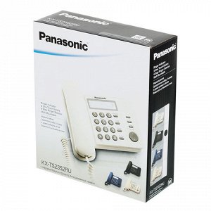 Телефон PANASONIC KX-TS2352RUW, белый, пам 3 ном, повторный