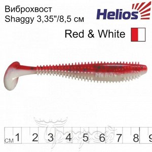 Виброхвост Shaggy 3,35"/8,5 см Red & White 5шт. (HS-16-003) Helios