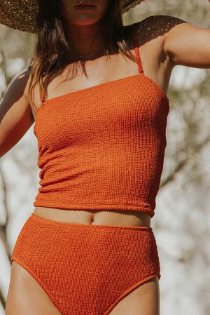 Оранжевый купальник-танкини из текстурированной ткани