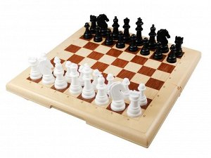 Игра настольная "Шашки-Шахматы-Нарды" большие цв.бежевый ,32,5*16,5*4 см