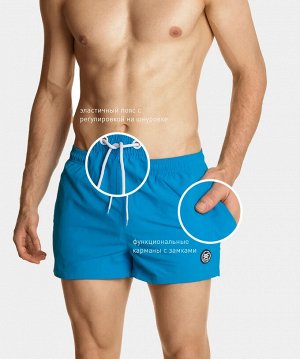 Пляжные шорты мужские Atlantic, 1 шт. в уп. , нейлон, бирюзовые, KMB-199
