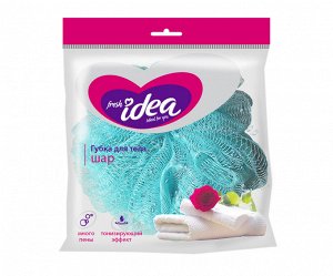 Fresh idea  мочалка для тела ШАР (ДВОЙНАЯ нейлоновая сетка, УВЕЛИЧЕННЫЙ ВЕС 40 грамм), 1шт