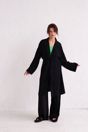 Костюм из кимоно и брюк-палаццо чёрный