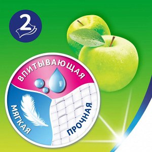 Зева Плюс Бумага туалетная "Зеленое Яблоко" 12 рулонов, 2-х слойная