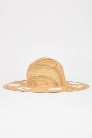 Женская расклешенная соломенная шляпа с вышивкой