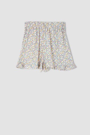 Короткая мини-юбка с цветочным узором