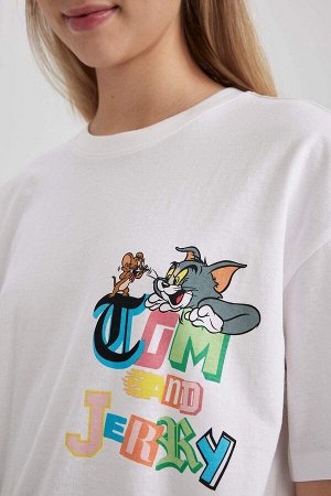 Футболка оверсайз с коротким рукавом с принтом Cool Tom & Jerry